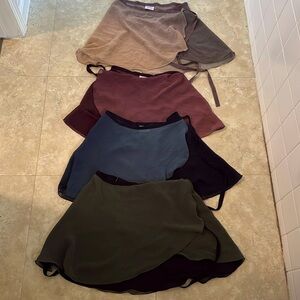 4 Sisira ballet wrap skirt, 3 with ombré color and 1 with double sided color